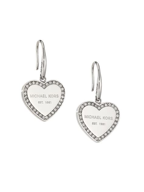 michael kors silver drop earrings|michael kors silver heart earrings.